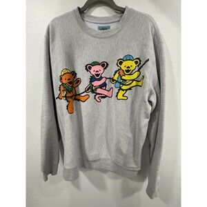 Grateful Dead Bears Chinatown Market Crewneck Sweatshirt Grey Mens L Streetwear